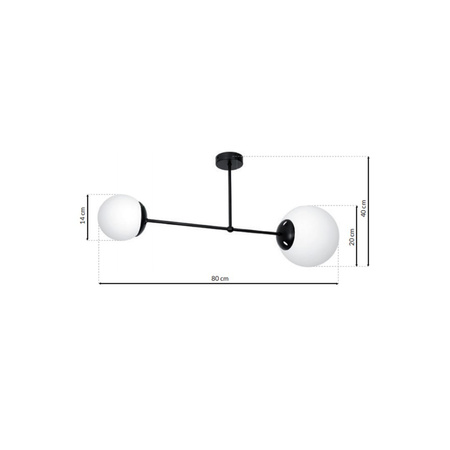 Lampa Sufitowa LIMA Czarna 2xE14 Milagro