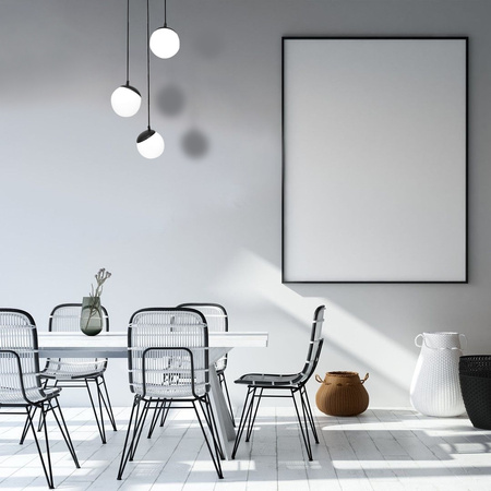 Lampa wisząca SFERA 3xE14 Białe Kule Czarne Detale MLP8868 Milagro Metal + Szkło