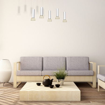 Lampa Wisząca Sufitowa DANTE Biała Złota 5x mini GU10 Milagro