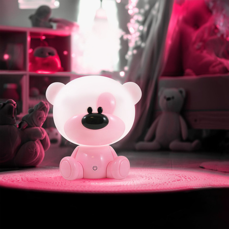 Lampka Stołowa Dekoracyjna 2.5W 59lm Różowa Ściemnialna Miś Sanico Goldlux