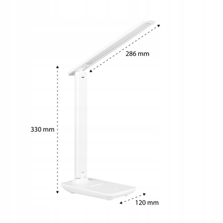 Lampka Biurkowa Stołowa Regulowana LED 5W 400lm 3000-4000-6500K CCT Akumulatorowa Szkolna Nocna Ściemnialna Włącznik On/Off Biała Kivo Masterled