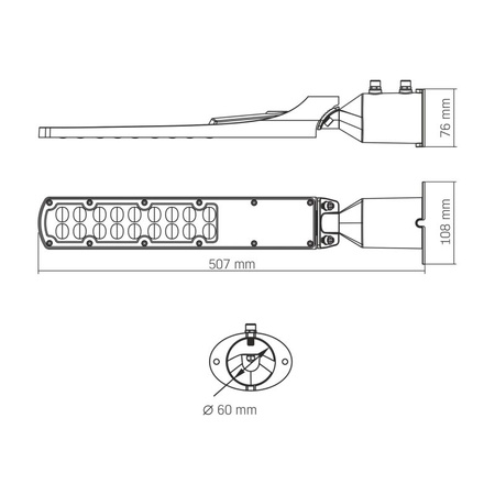 Lampa Uliczna LED 50W 5000lm 5000K Neutralna 130° 0.25A Czarna VIDEX