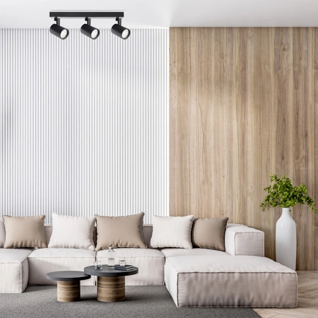 Oprawa Ścienno-Sufitowa Reflektor Punktowy 3x GU10 Czarna LYNX Sanico Goldlux