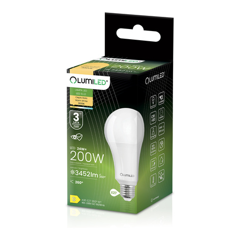 Żarówka LED E27 A95 24W = 200W 3452lm 3000K Ciepła 260° LUMILED