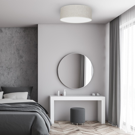 Plafon LED Lampa Sufitowa LINO Biała Lniana 3xE27 Okrągła 50cm Milagro