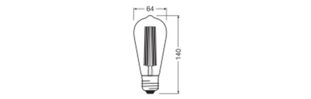 Żarówka LED Dekoracyjna ST64 Edison E27 11W = 42W 500lm 1800K Ciepła 320° Dymiona Filament Ściemnialna Vintage 1906 Osram