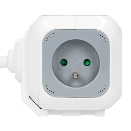 Przedłużacz Sieciowy Kostka 2P+Z 4x gniazdo + 2x USB z Uziemieniem Listwa Przewód 1,4m 16A