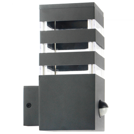 Lampa Ogrodowa Kinkiet Elewacyjny TEKSAS PIR E27 IP44 Czujnik Grafitowa GOLDLUX (Polux)