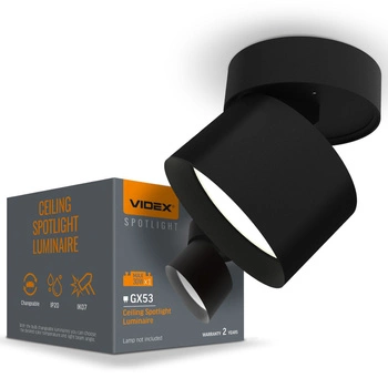 Lampa Ścienna Sufitowa Kinkiet Oprawa Punktowa Natynkowa GX53 Czarna Videx