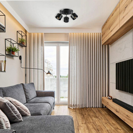 Kinkiet Ścienny Lampa Natynkowa Ruchomy E27 Okrągły Czarny Elza Masterled