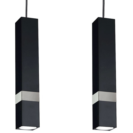 Lampa wisząca Tuba Zwis VIDAR Czarny + srebrny 3x GU10 Milagro Metal Styl nowoczesny