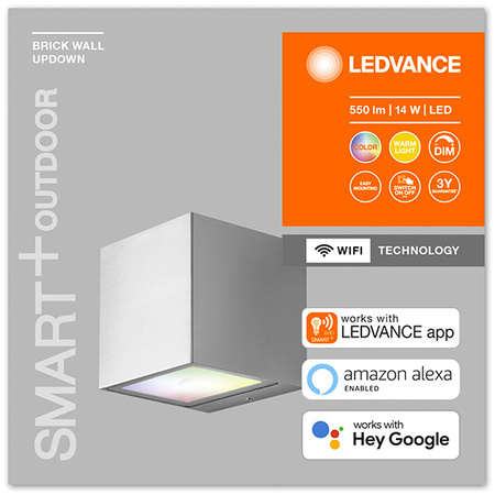 Inteligentny kinkiet elewacyjny LEDVANCE WIFI SMART+ BRICK WALL SILVER GREY 14W 550 lm LEDVANCE
