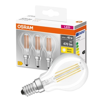 3PAK Żarówka LED E14 P45 4W = 40W 470lm 2700K Ciepła 320° Filament OSRAM