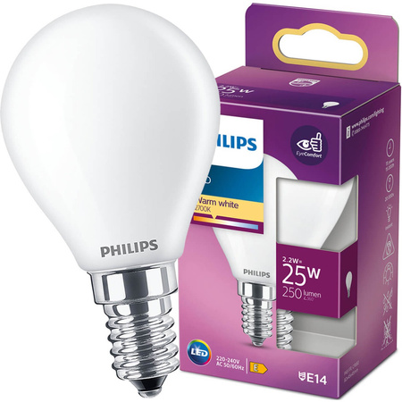 Żarówka LED E14 P45 2,2W = 25W 250lm 2700K Ciepła Filament PHILIPS