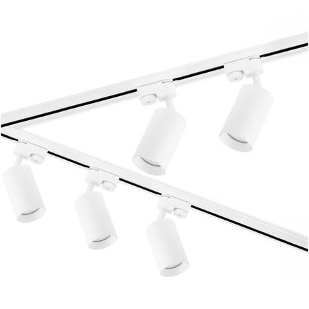 Zestaw Szyna Oświetleniowa Szynoprzewód 3m + 5x Reflektor Szynowy SAGI GU10 Biały + Łącznik L LUMILED