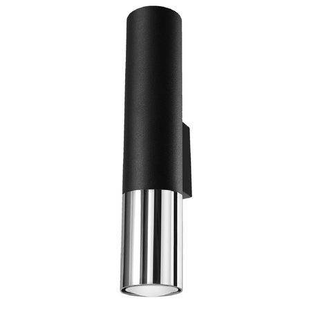 Lampa Ścienna Oprawa Natynkowa Kinkiet 2x GU10 SPOT TUBA Tubularna Czarna Chrom Nowoczesna Loopez Sollux