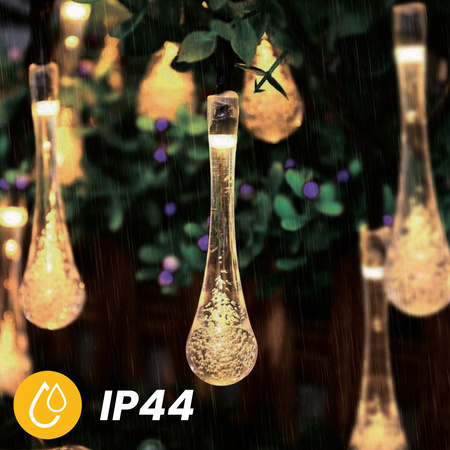 Girlanda Solarna Ogrodowa 20x LED Ciepła 5.8m Łańcuch Świetlny Łezki Sople