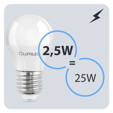 6x Żarówka LED E27 Kulka P45 2,5W = 25W 249lm 3000K Ciepła 180° LUMILED