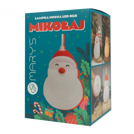 Lampka Nocna Dziecięca LED 1W 3000K Ciepła + Wielokolorowa RGB Akumulatorowa 1000mAh Biała MIKOŁAJ MARY'S