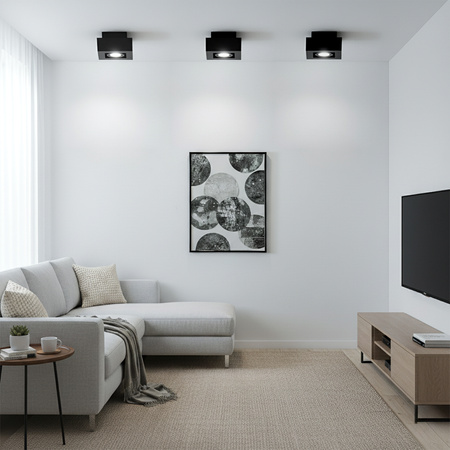 Oprawa Natynkowa HALOGENOWA Ruchoma SPOT GU10 Kwadrat Czarna AURI LUMILED