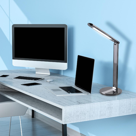 Lampka Biurkowa Nocna LED 8W CCT 3in1 3000-6500K Szkolna Czarna SERRA GOLDLUX (Polux)