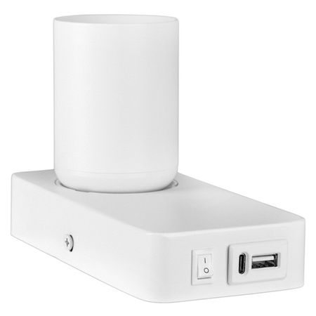 Kinkiet Ścienny Lampa Natynkowa do Czytania GU10 USB Biały Matowy Timo Masterled