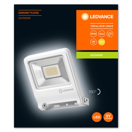 Naświetlacz LED Reflektor Zewnętrzny Lampa 20W 1700lm 3000K IP65 Biały Endura Ledvance