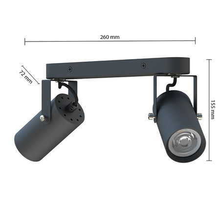 Lampa Sufitowa Spot Tuba Reflektor Oprawa Halogenowa 2x GU10 Ruchomy Czarny Simon Masterled