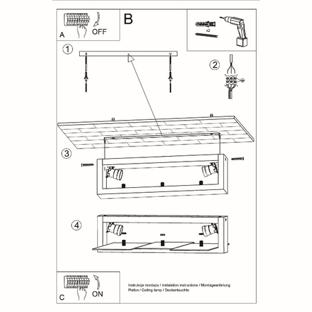 Lampa Sufitowa Natynkowa Nowoczesna 2x E27 Prostokątna Brązowa Skandynawska Feniks Sollux