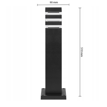 Lampa Ogrodowa Zewnętrzna E27 CZARNA SŁUPEK Kwadratowy 50cm