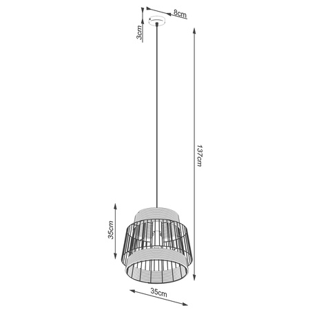 Lampa Sufitowa Wisząca Zwis E27 Żyrandol Geometryczna Czarna Industrialna Brilo Sollux