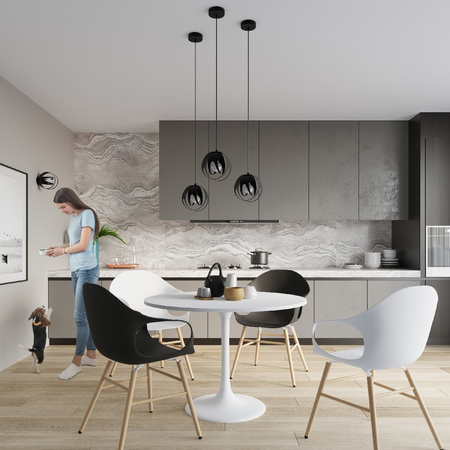 Lampa Sufitowa Wisząca Zwis E27 Kulista Czarna Nowoczesna Tulos Sollux