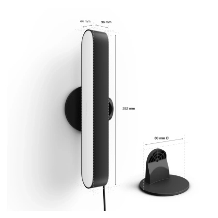 Lampka Biurkowa Podłużna LED 6.7W 500lm IP20 White and Color Ambiance RGB + TW Czarna 25cm Inteligentna SMART Zigbee Bluetooth Play Rozszerzenie Philips HUE