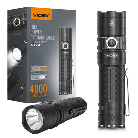 Latarka Ręczna Akumulatorowa LED 20W 4000lm 6 Trybów Pracy USB-C Wodoszczelna IP68 Videx