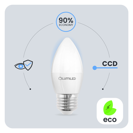 Żarówka LED E27 Świeczka B35 8W = 60W 880lm 3000K Ciepła 180° LUMILED