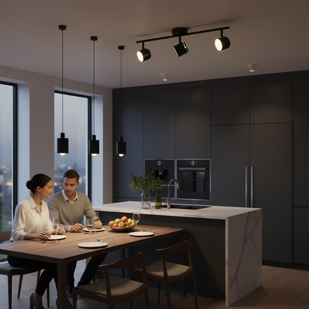 Lampa Listwa LED Oprawa Sufitowo-Ścienna 12,6W KUBIK 3 Czarny 3000K GOLDLUX (Polux)