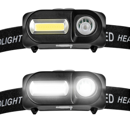 Latarka Czołowa LED Akumulatorowa XPE + COB VA0115 Vayox