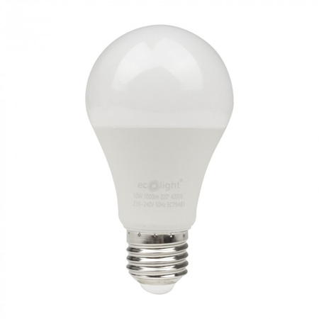 Żarówka LED A60 E27 10W 900lm 4000K Neutralna Ecolight
