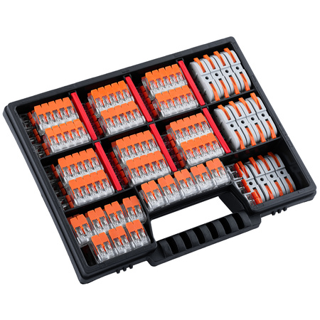 Szybkozłączki Złączki Instalacyjne Komplet Zestaw 100 sztuk - 40x 2X4MM, 40x 5X4MM, 20x 1+1 + Organizer Walizka