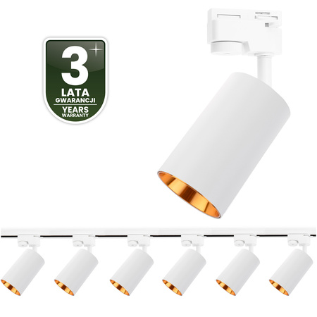 Zestaw Szyna Oświetleniowa Szynoprzewód 2m + 6x Reflektor Szynowy SAGI GU10 Biało Złoty LUMILED