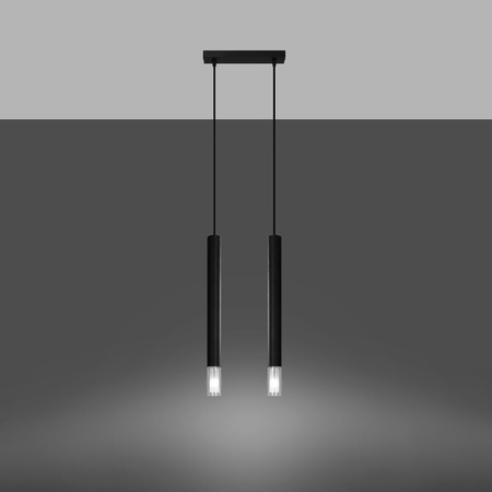 Lampa Sufitowa Oprawa Natynkowa SPOT TUBA 2x G9 Wisząca Zwis Tubularna Czarna Nowoczesna Wezyr Sollux