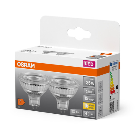 2x Żarówka LED MR16 Reflektor GU5.3 3.8W = 35W 345lm 2700K Ciepła 12V 36° STAR Osram