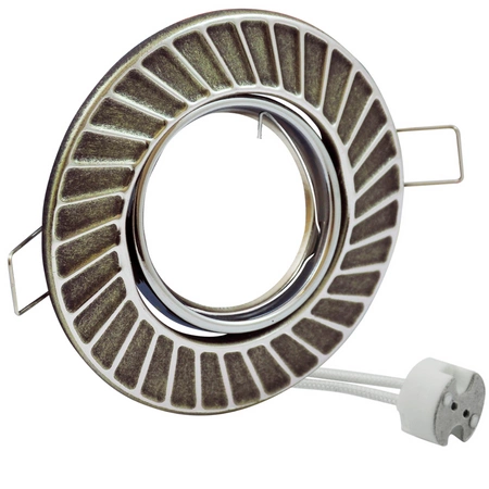 Oprawa sufitowa podtynkowa metalowa Fobos 7805 GOLDLUX (Polux) okrągła srebrna + gniazdo MR16