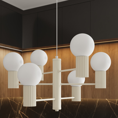 Lampa Wisząca Żyrandol 6x G9 Aluminiowa Beżowy Halo French Sky SL.1831 Sollux