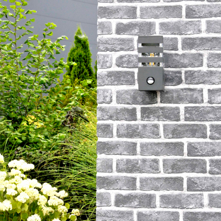 Lampa Ogrodowa Kinkiet Elewacyjny TEKSAS PIR E27 IP44 Czujnik Grafitowa GOLDLUX (Polux)