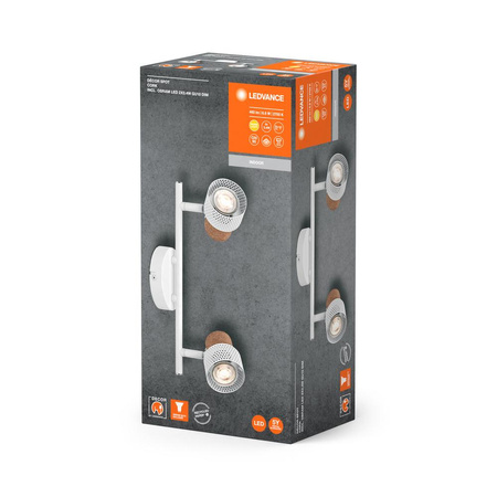 Lampa LED Ścienna Sufitowa Kinkiet Oprawa Natynkowa 6.8W 460lm 3000K Ciepła Ściemnialna Dekoracyjna Biały Spot Cork Ledvance