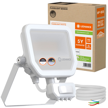 Naświetlacz LED Reflektor Zewnętrzny Lampa 17W 2400lm 4000K IP65 Biały Z Czujnikiem Ruchu i Zmierzchu Floodlight Ledvance