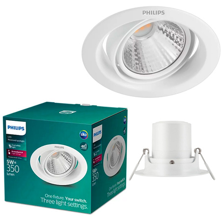 Oprawa Podtynkowa Wpuszczana LED 5W 350lm 4000K SceneSwitch Biała Pomeron Philips