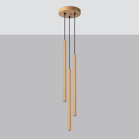 Lampa Sufitowa Wisząca Zwis 3x G9 Żyrandol Tubularna Złota Nowoczesna Pastelo Sollux