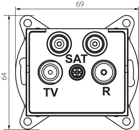 Gniazdo TV-2xSAT Końcowe Kwadratowe Białe LOGI Kanlux